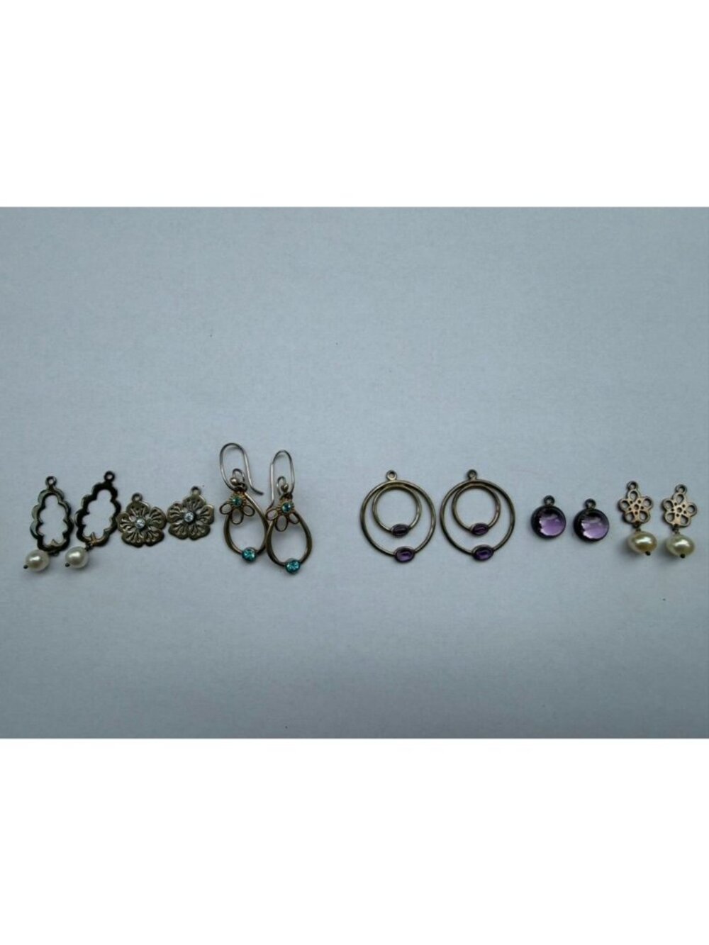 Pandora Sterling Silver Earrings and 6 Interchangable Charms
